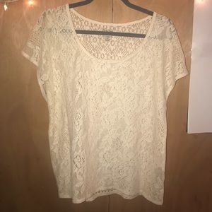 Lucky Brand White Crochet Short Sleeve Top🍀🍀